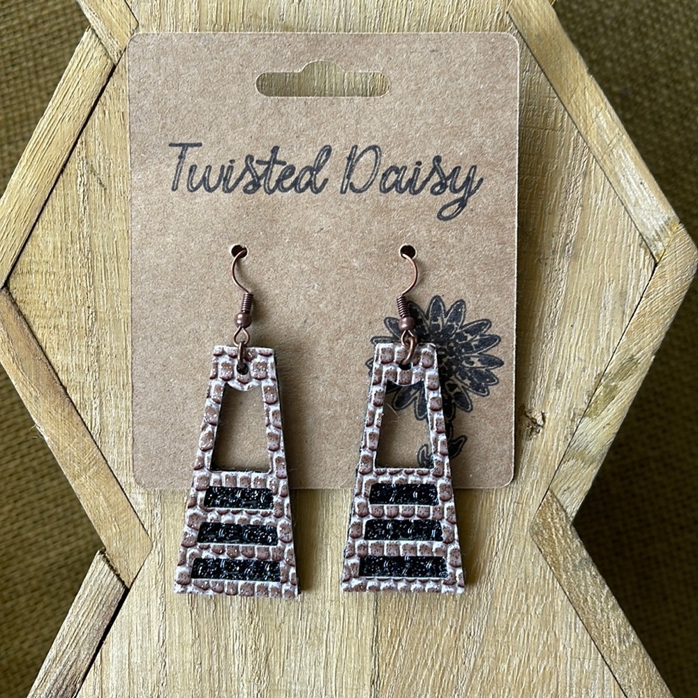 Faux Leather Brown & Black dragon earrings